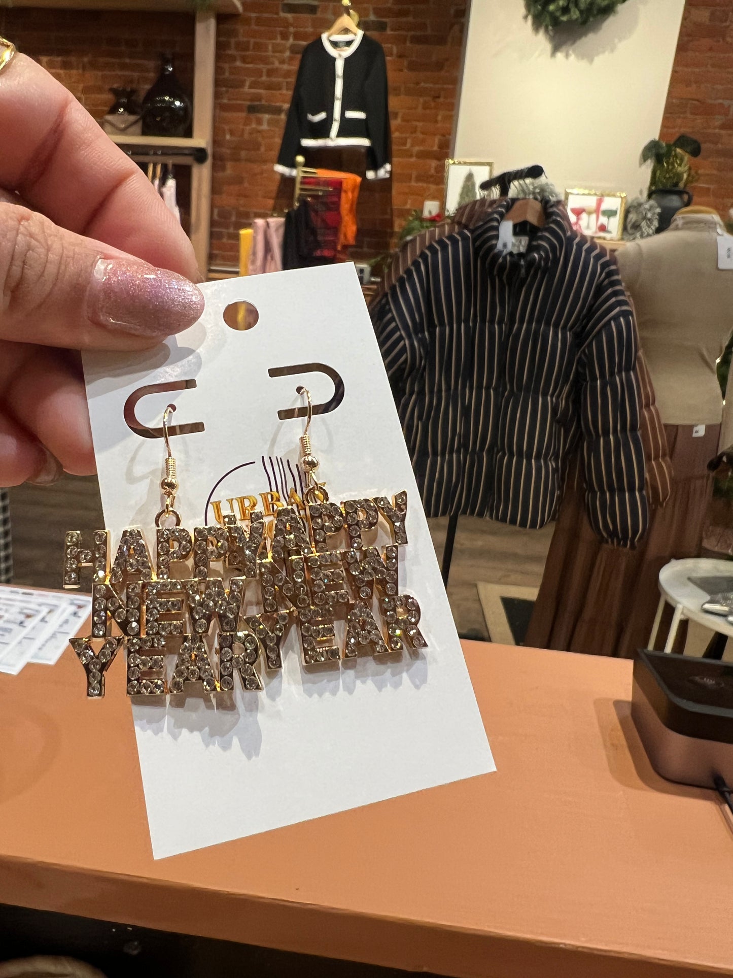 Gold New year earrings