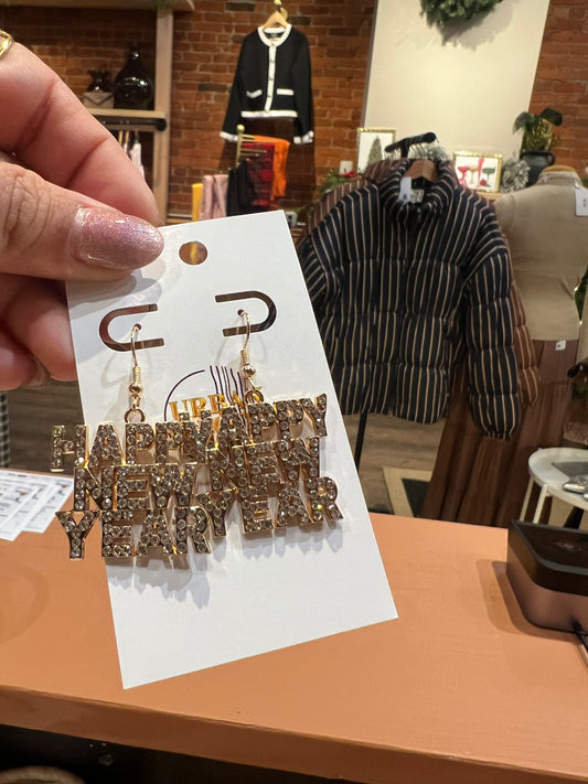 Gold New year earrings