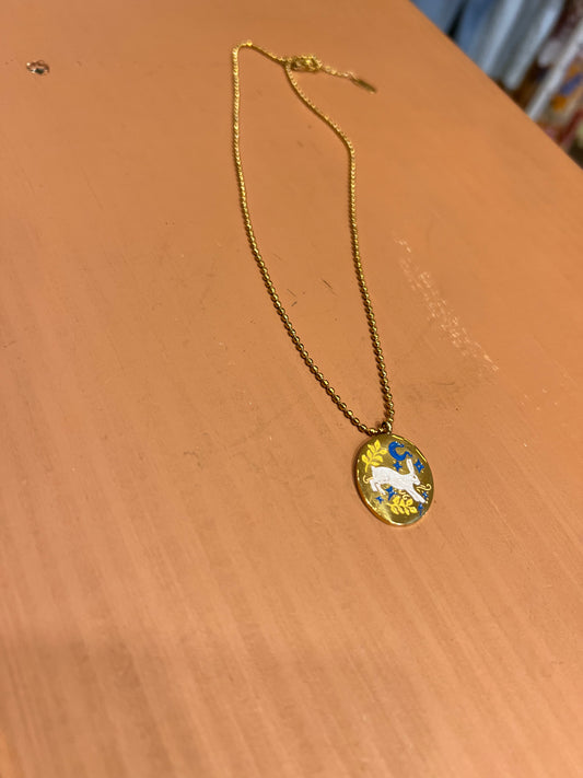 Gold tone WP bunny necklace