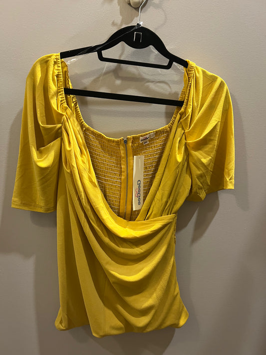 mustard yellow drape top