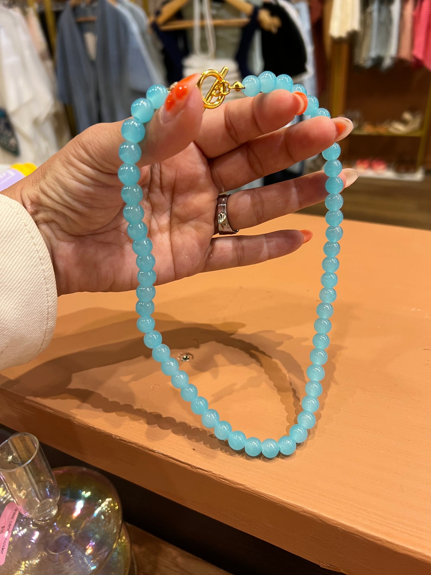 Sea blue beaded carabiner