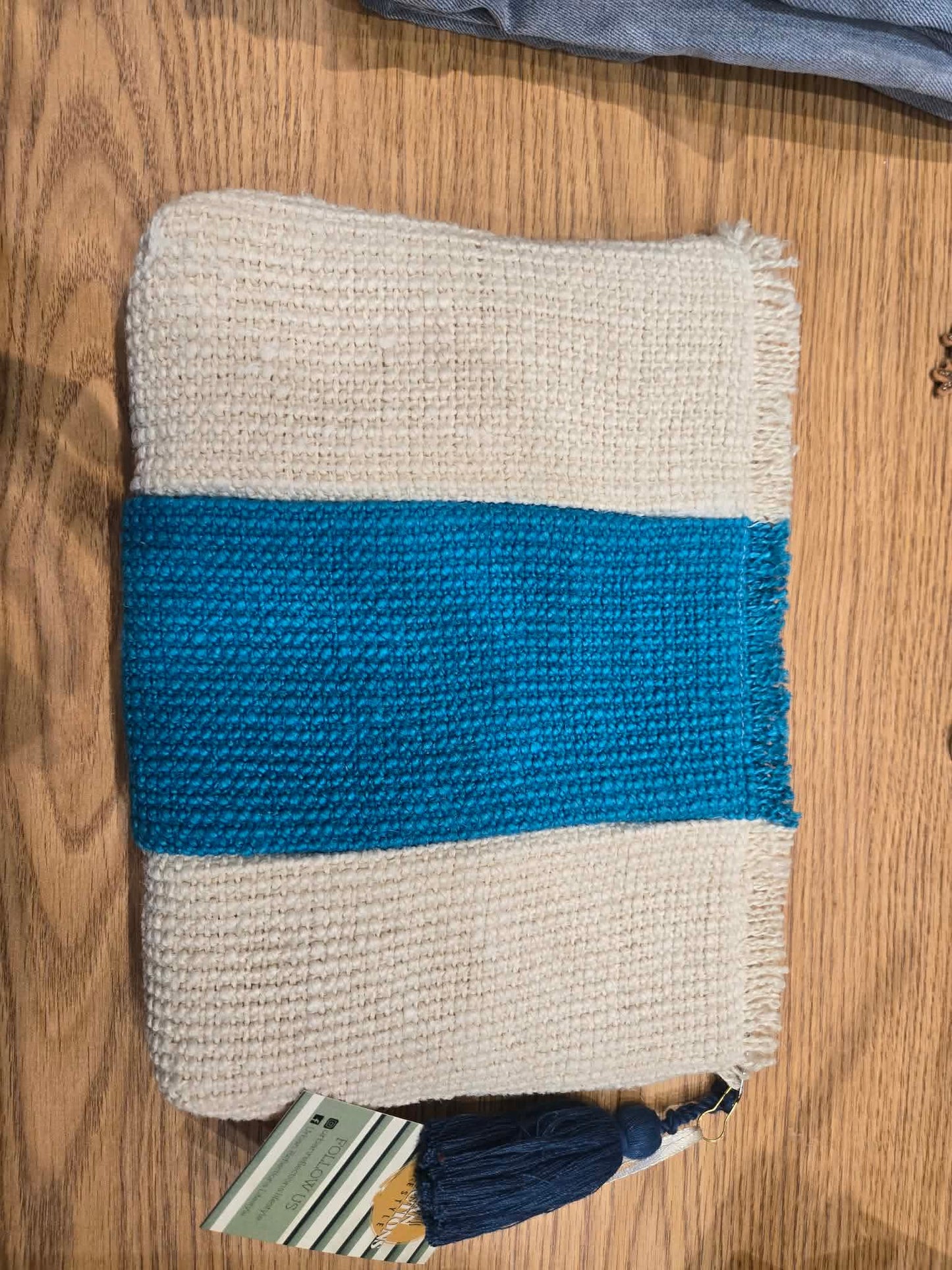 Blue clutch makeup bag