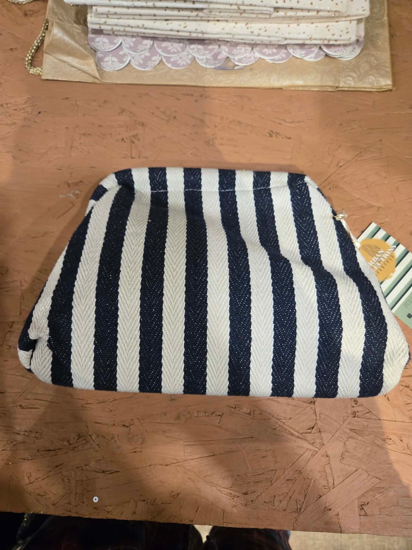 Striped clutch purse