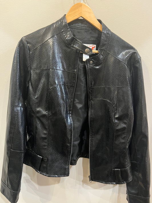 PU snake crop moto jacket