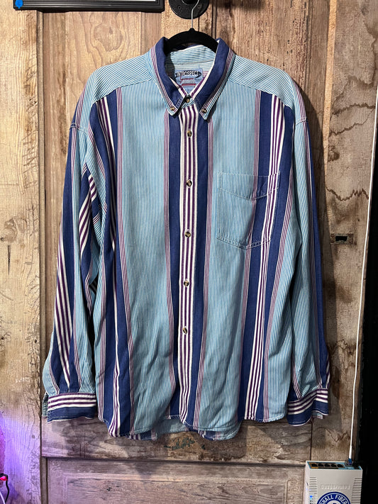 90’s striped button up
