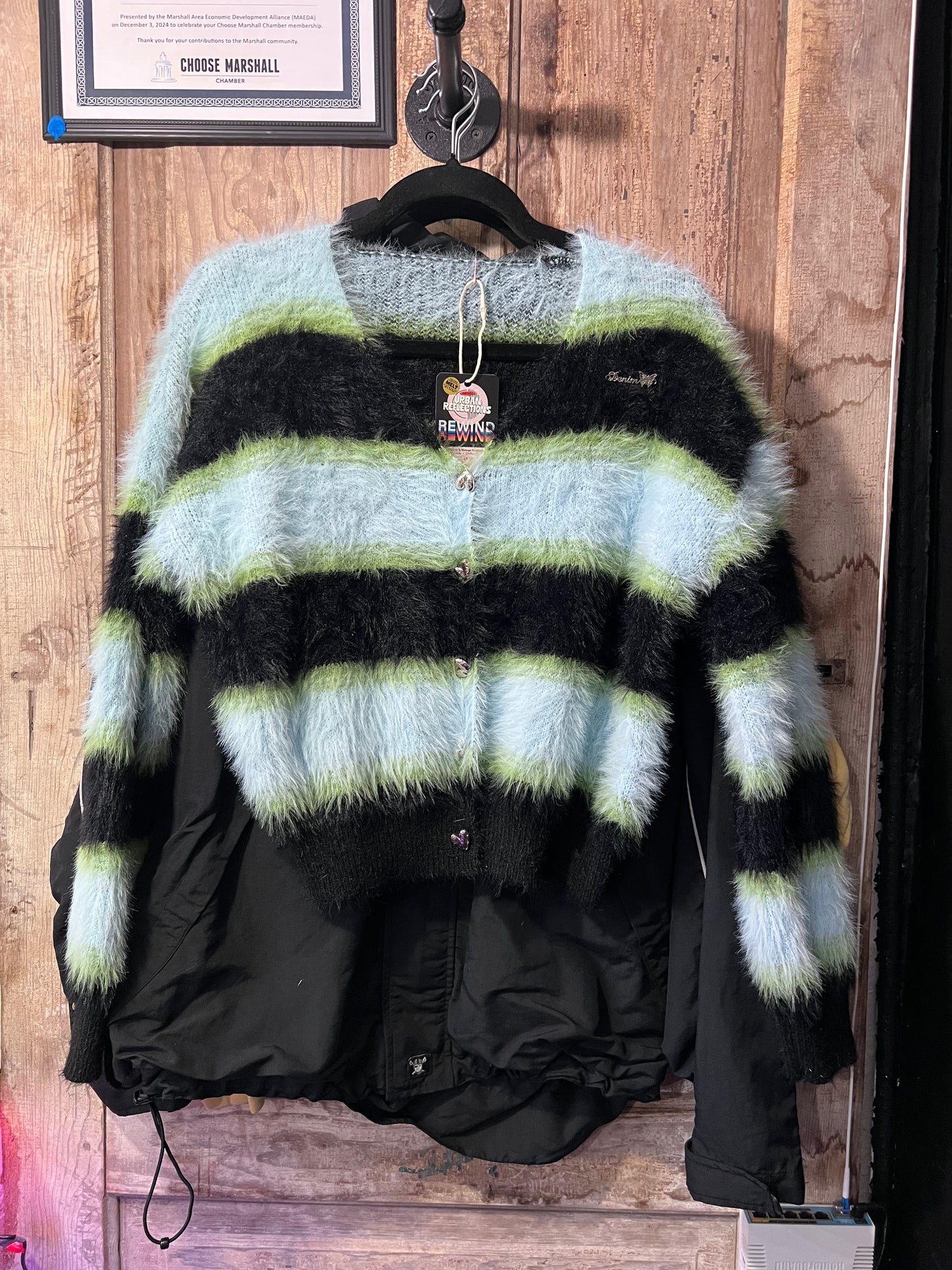 Y2K retro blue striped cardigan