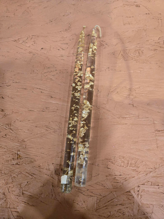 Set of 2 McM gold flake candles