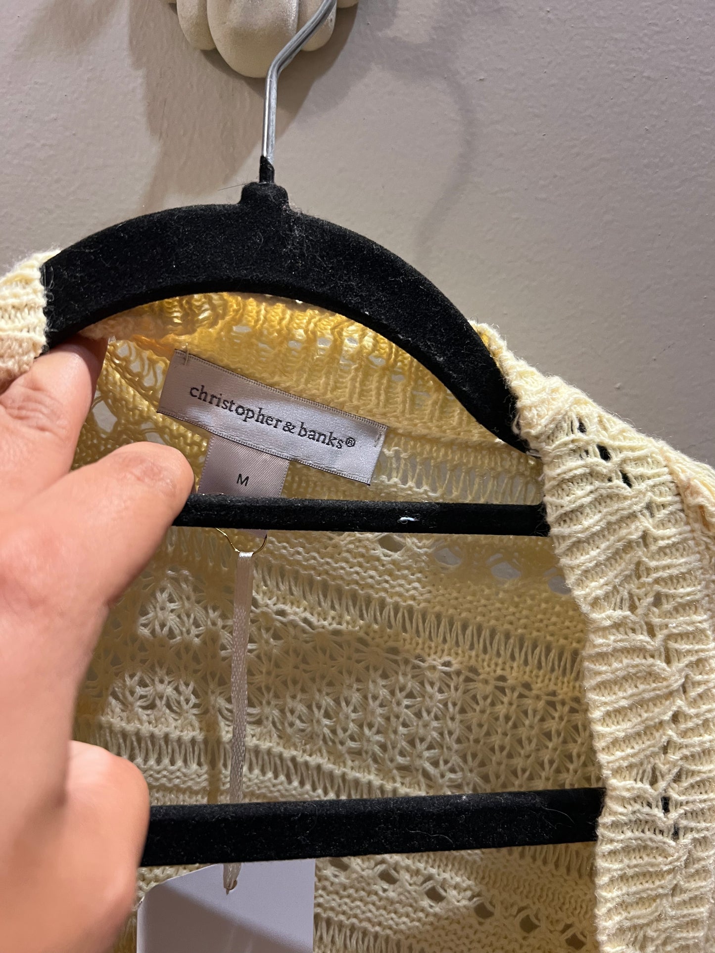 Yellow knit, short sleeve cardigan