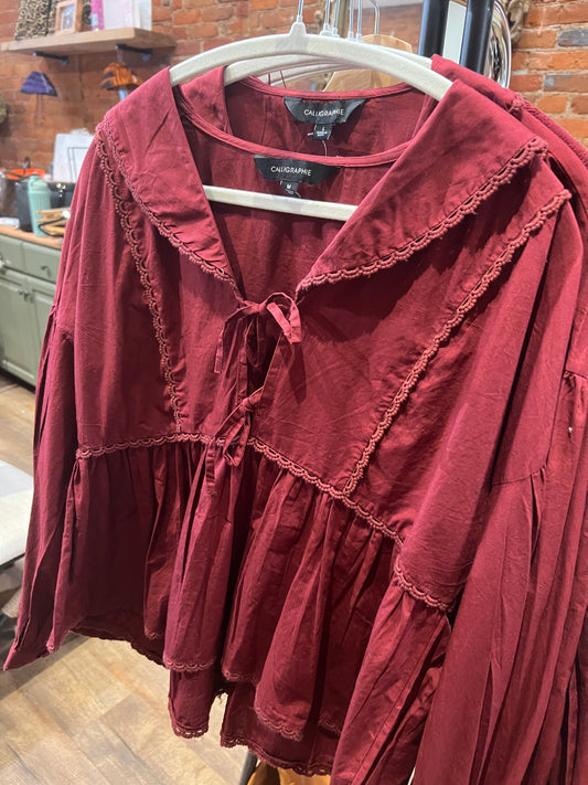 Burgundy Boho top