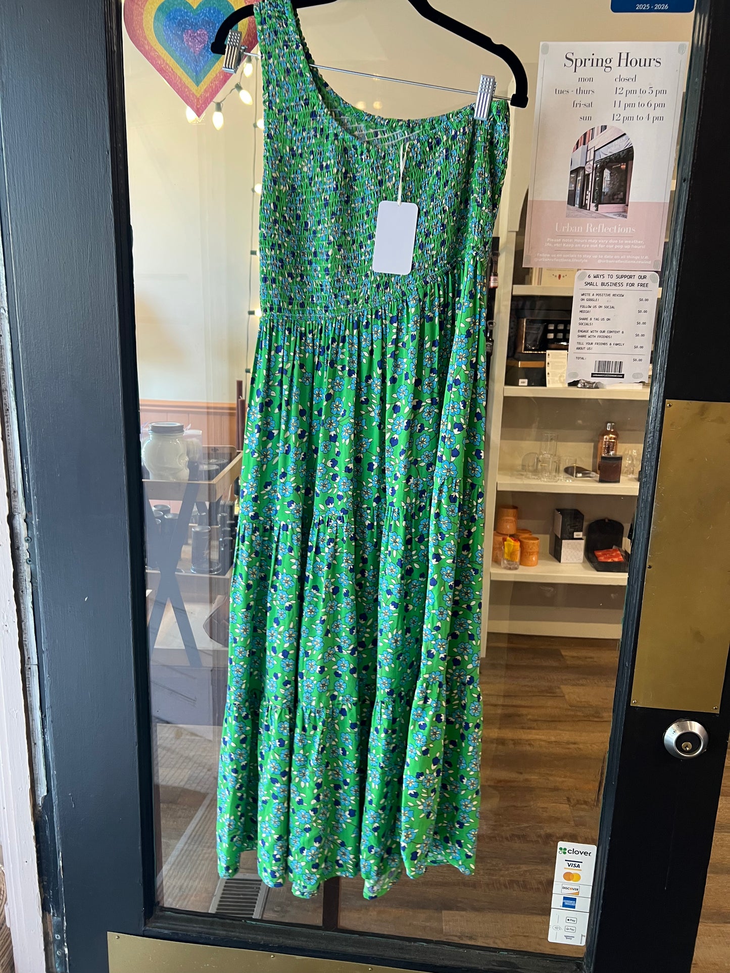 Green floral one shoulder dress