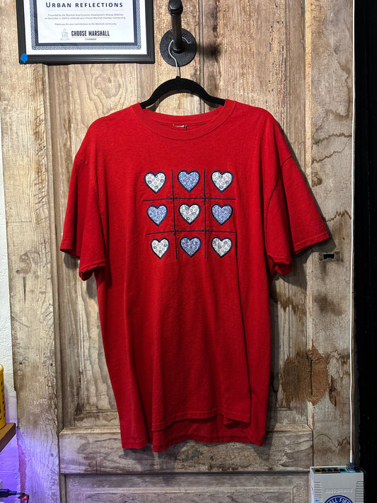 Fabric stitched heart tee