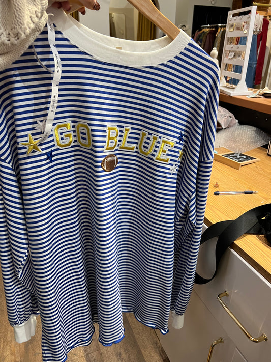 Go blue striped top