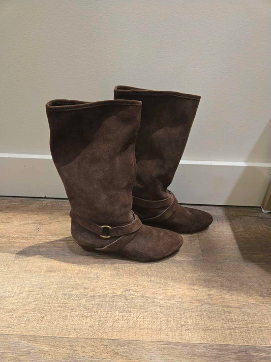 Brown suede boots