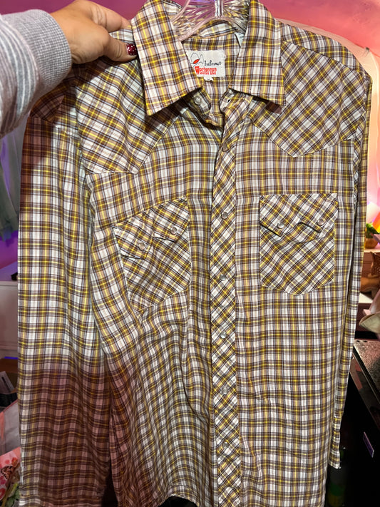 Pearl snap plaid 60 80’a button