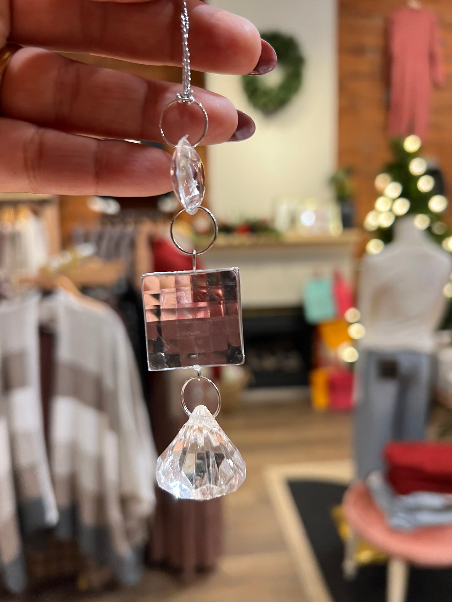 Faux square crystal orn