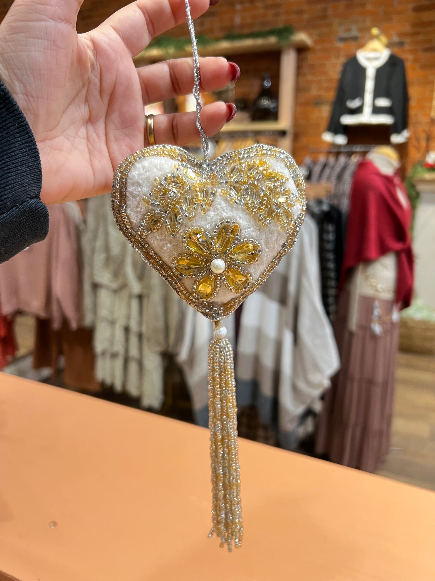 Beaded heart ornaments