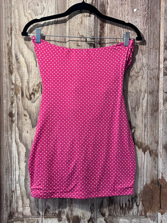 Y2K Pink + White Polka Dot Tie Top