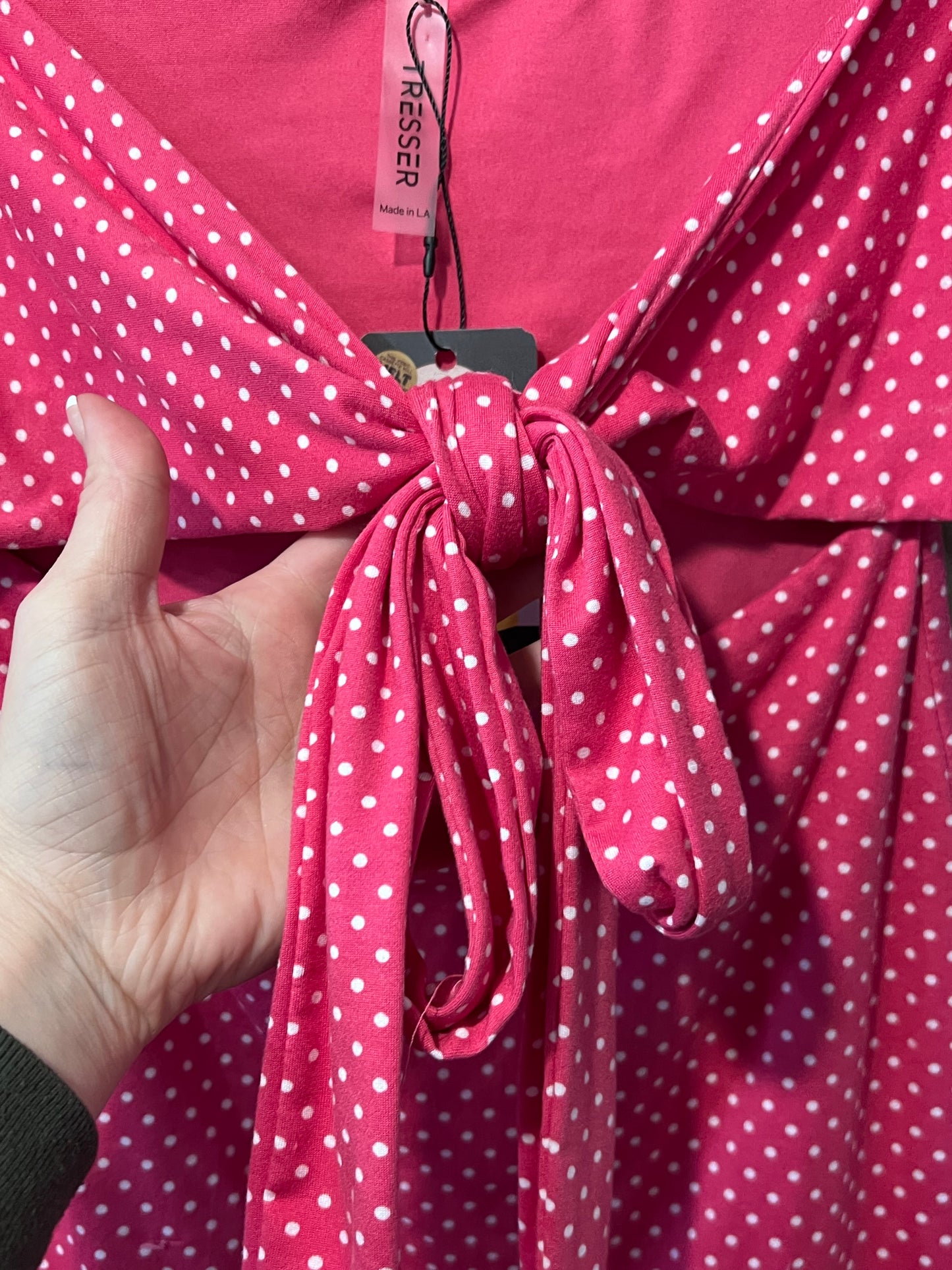 Y2K Pink + White Polka Dot Tie Top