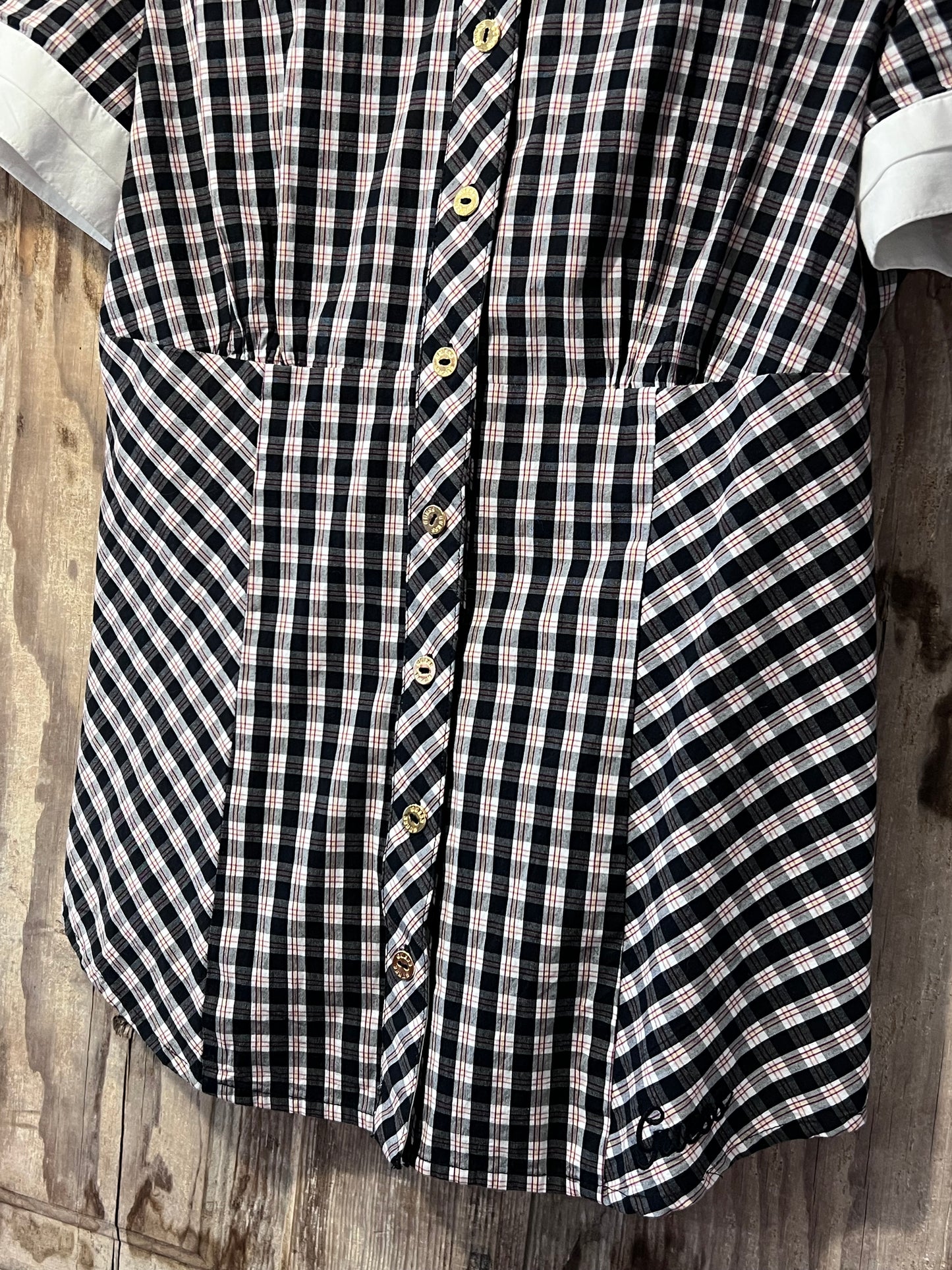 Y2K Guess Gingham Puffy Sleeve Button Up Top