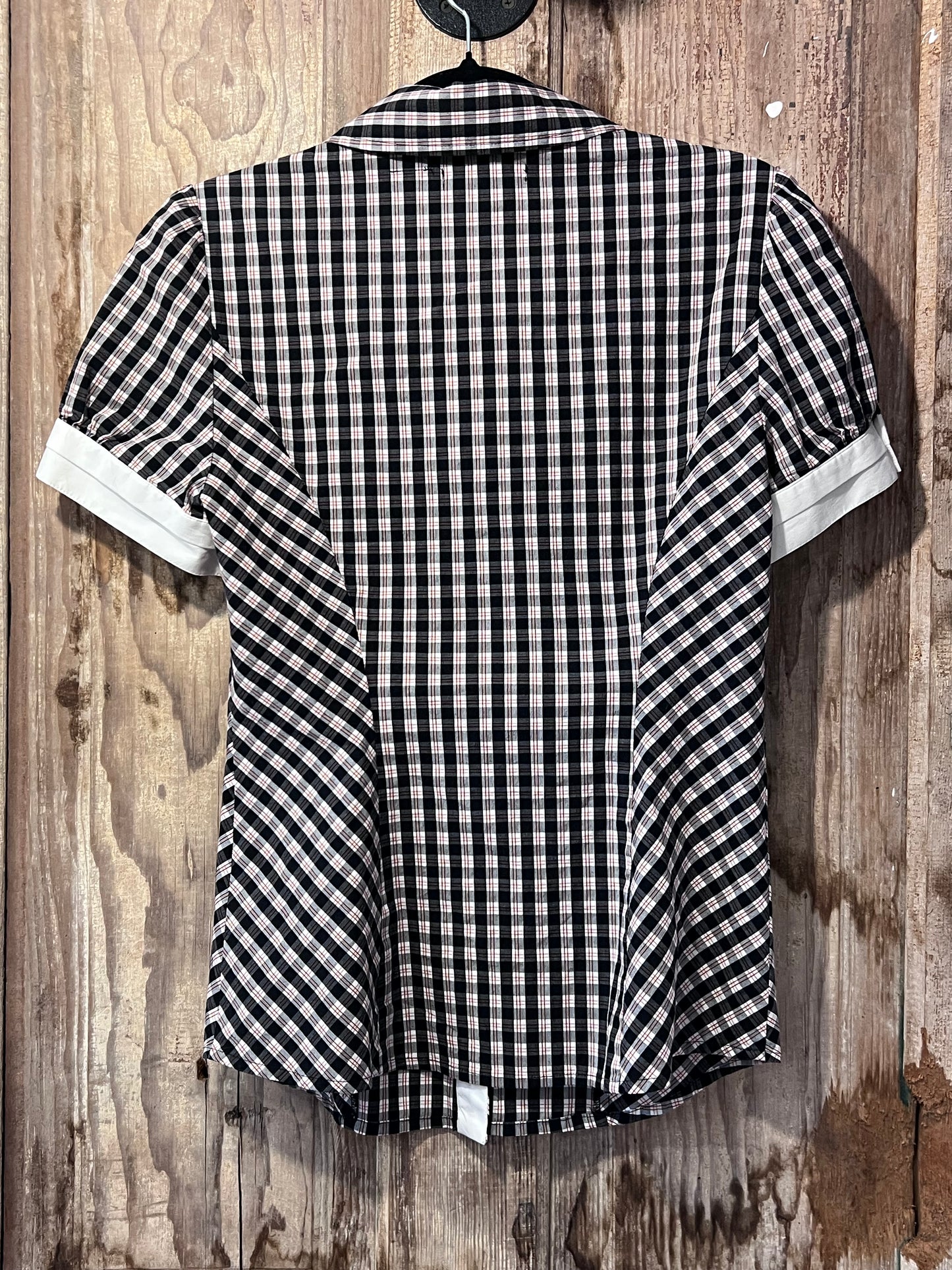 Y2K Guess Gingham Puffy Sleeve Button Up Top