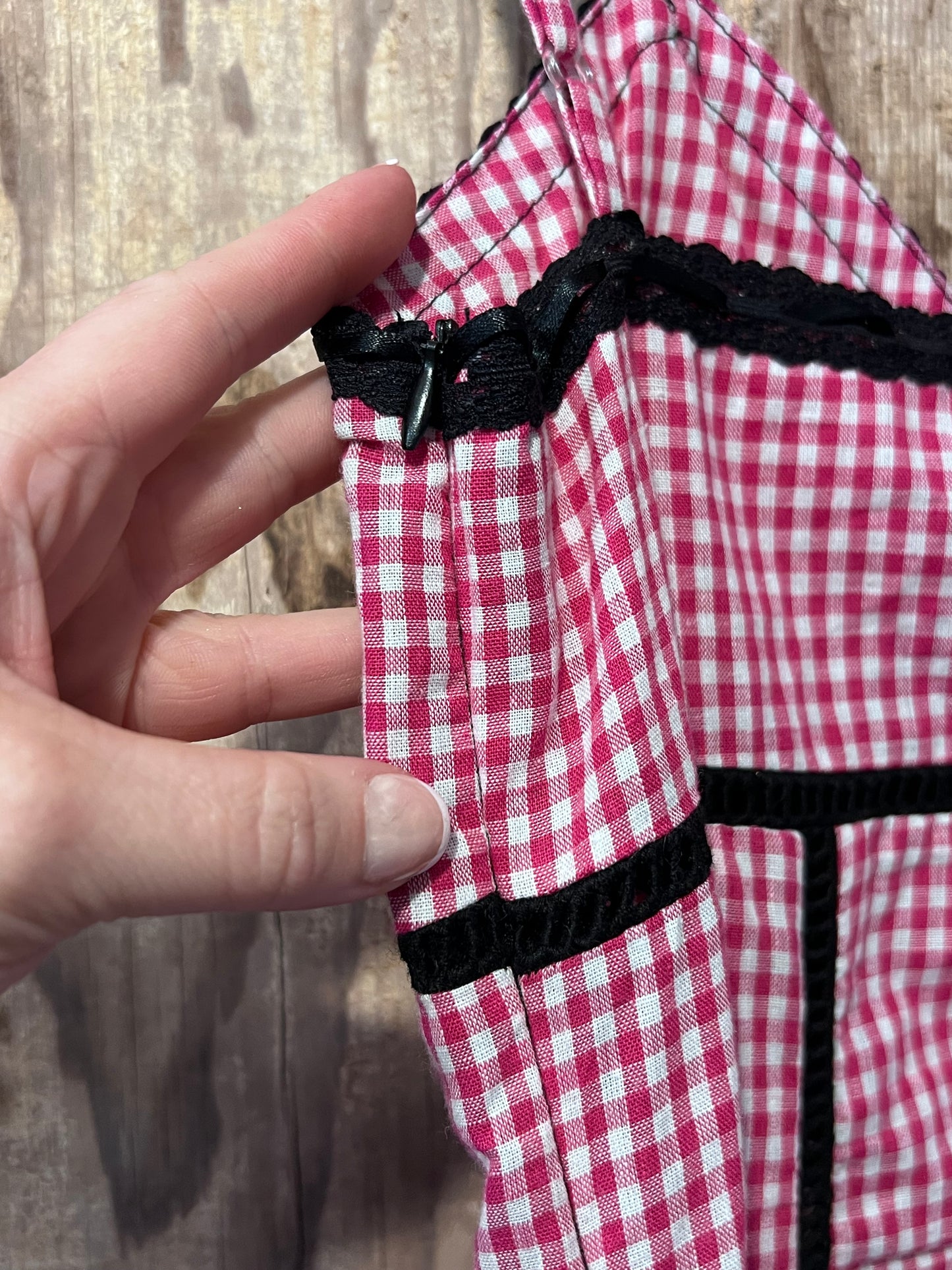 Y2K Pink Plaid + Black Lace Tank Top