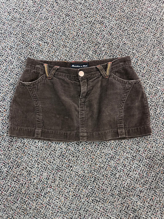 Y2K Paradise in Blue Brown Corduroy Mini Skirt