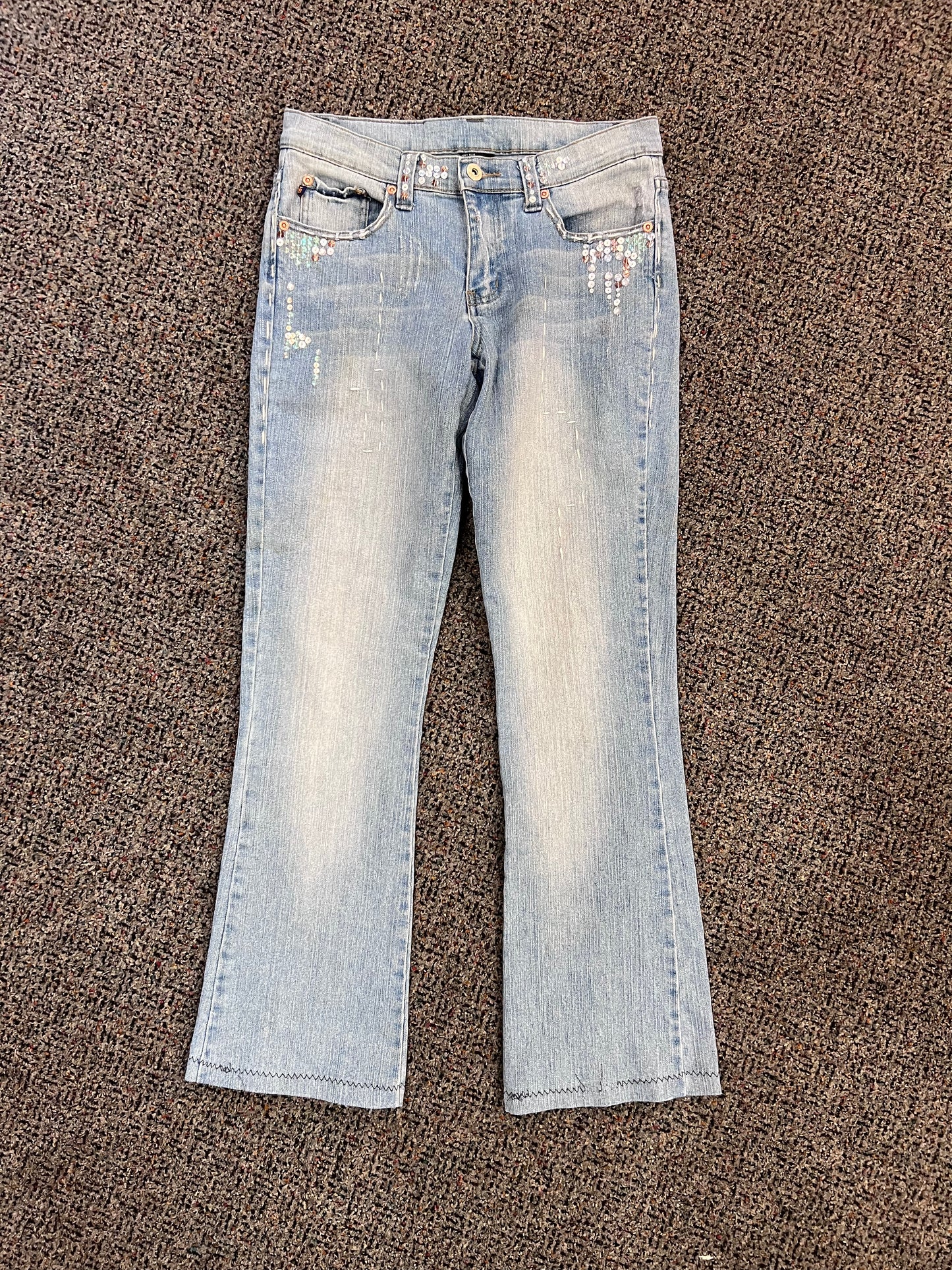 Y2K Judy Blue Sequin Low Rise Flare Jeans