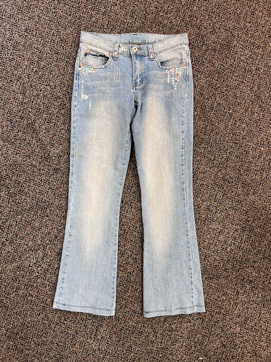 Y2K Judy Blue Sequin Low Rise Flare Jeans