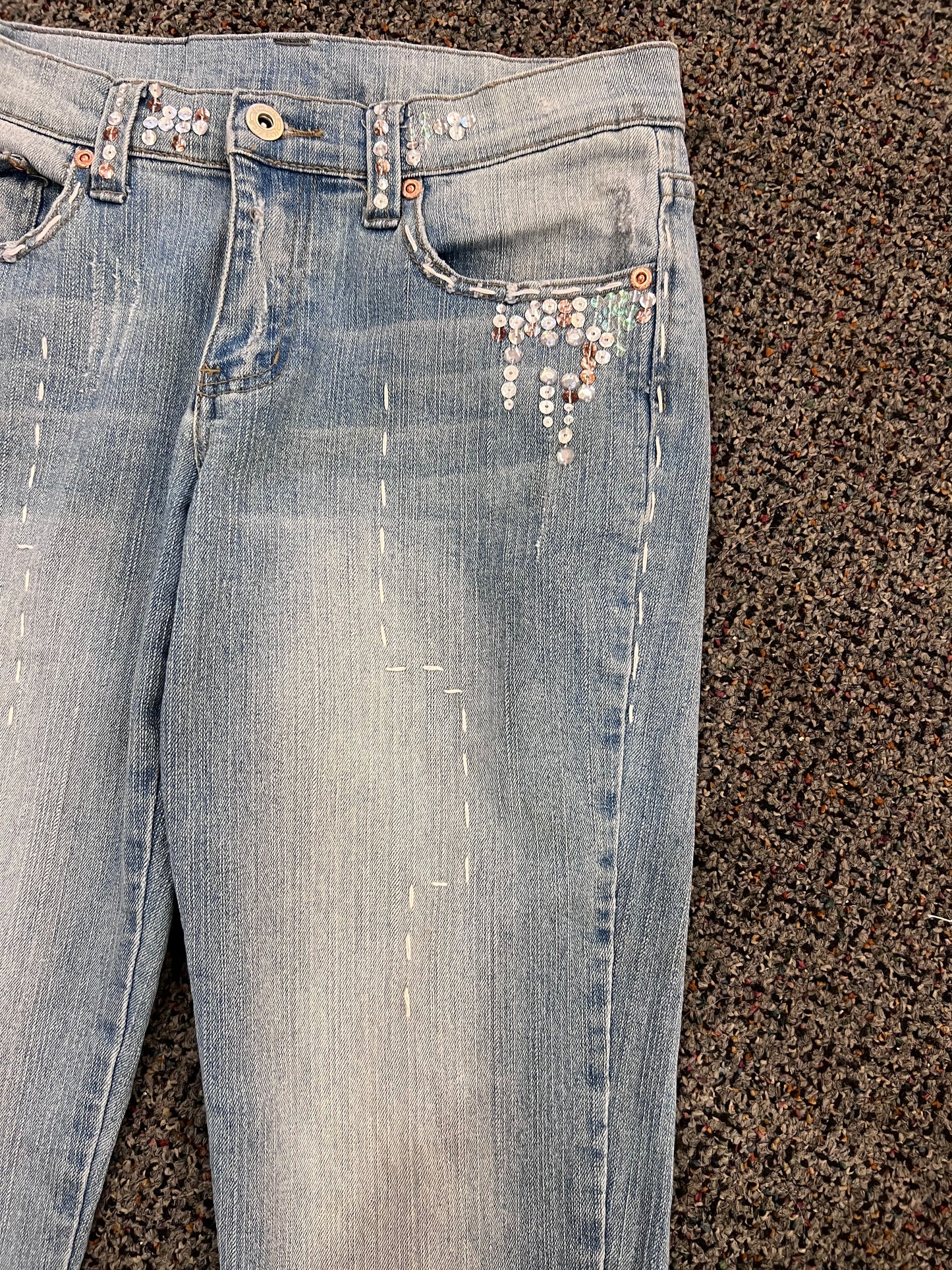 Y2K Judy Blue Sequin Low Rise Flare Jeans