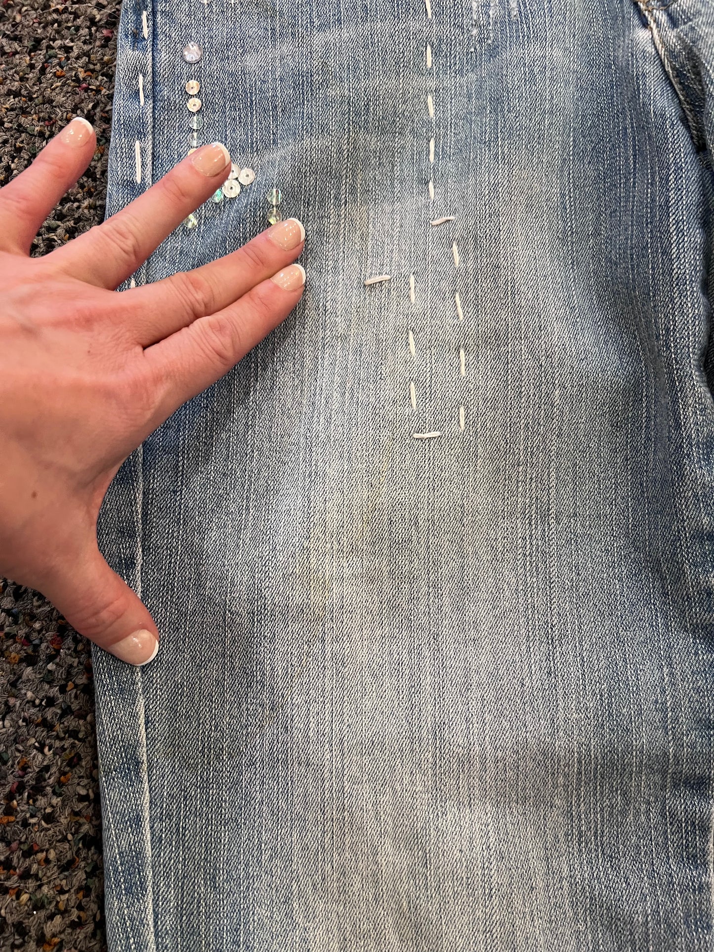 Y2K Judy Blue Sequin Low Rise Flare Jeans
