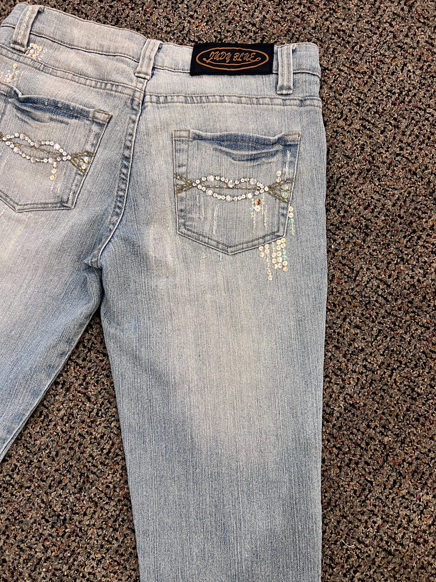 Y2K Judy Blue Sequin Low Rise Flare Jeans