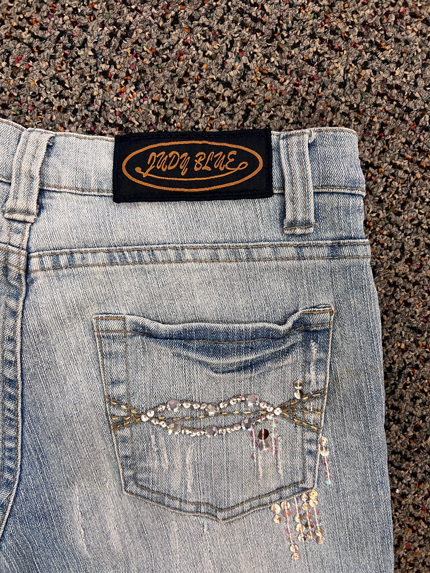 Y2K Judy Blue Sequin Low Rise Flare Jeans