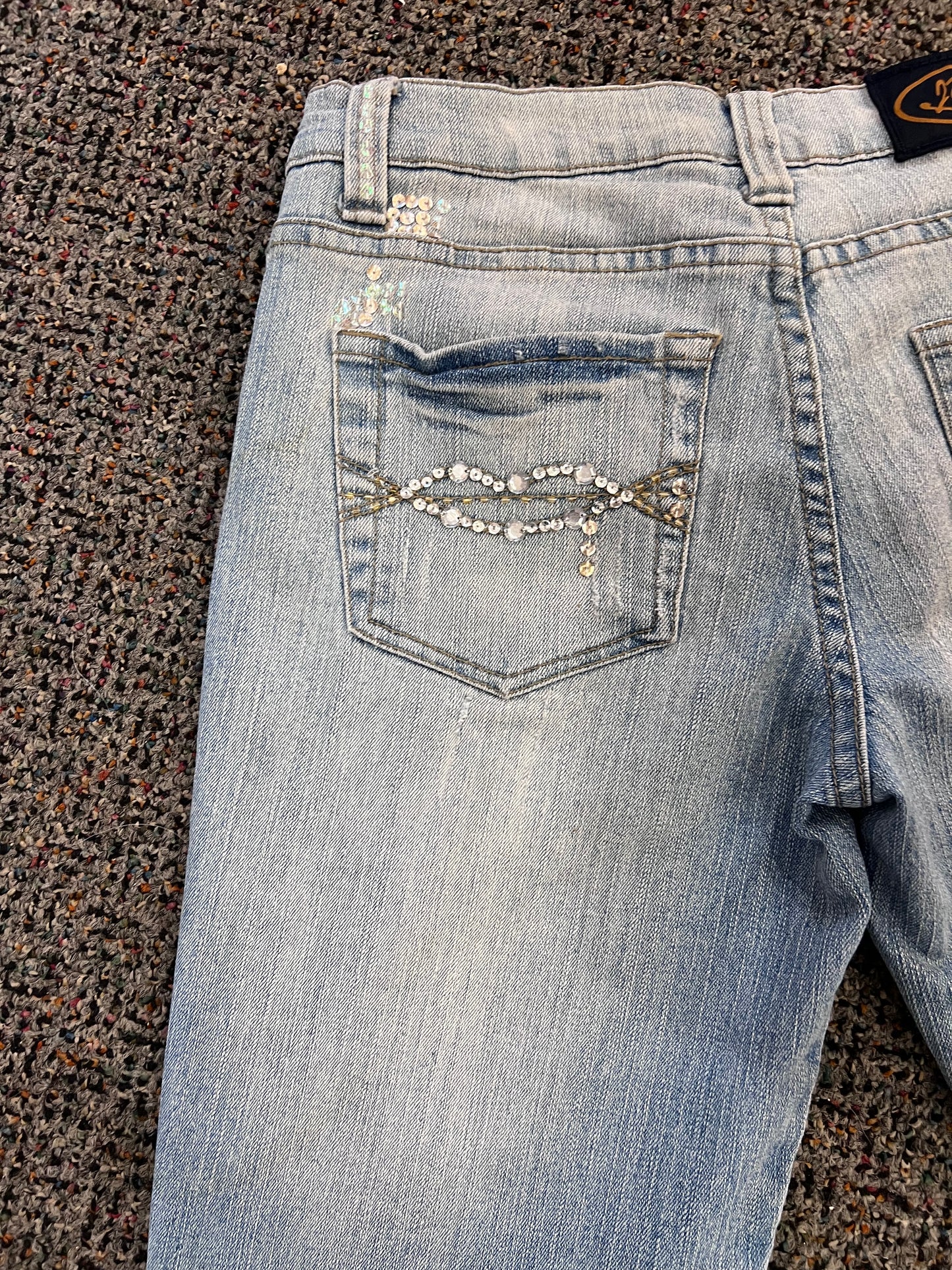 Y2K Judy Blue Sequin Low Rise Flare Jeans