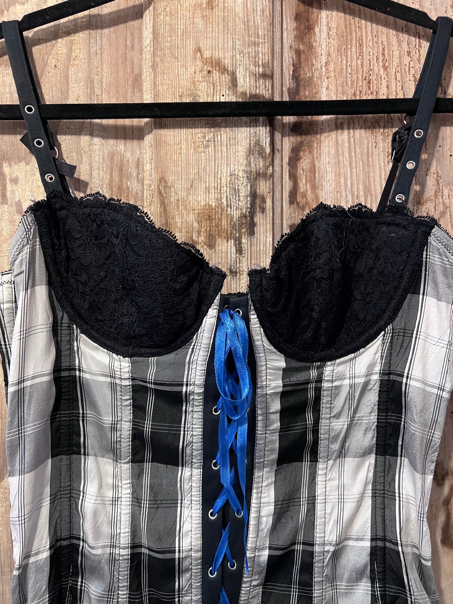 Y2K Fredrick's of Hollywood Plaid Lace Bustier Tank Top