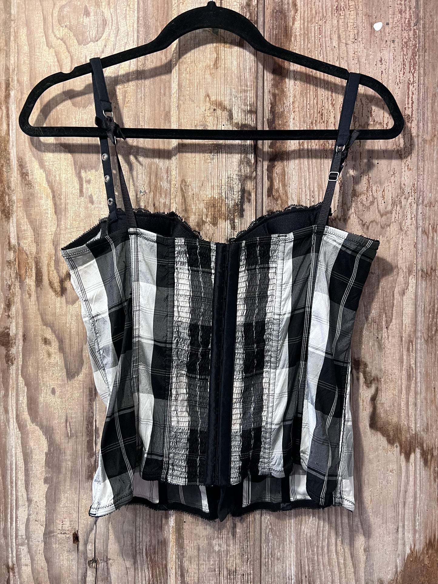 Y2K Fredrick's of Hollywood Plaid Lace Bustier Tank Top