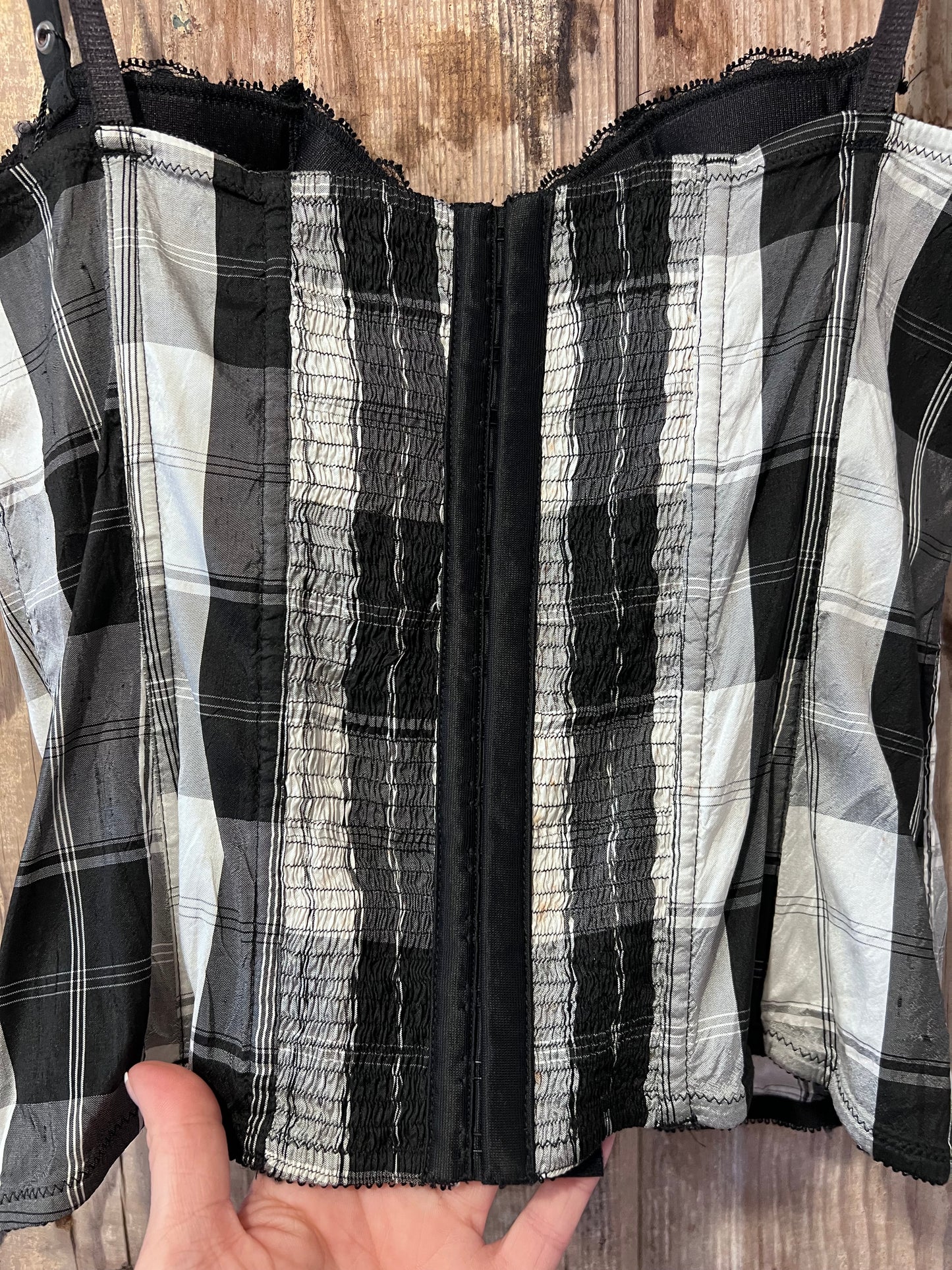Y2K Fredrick's of Hollywood Plaid Lace Bustier Tank Top