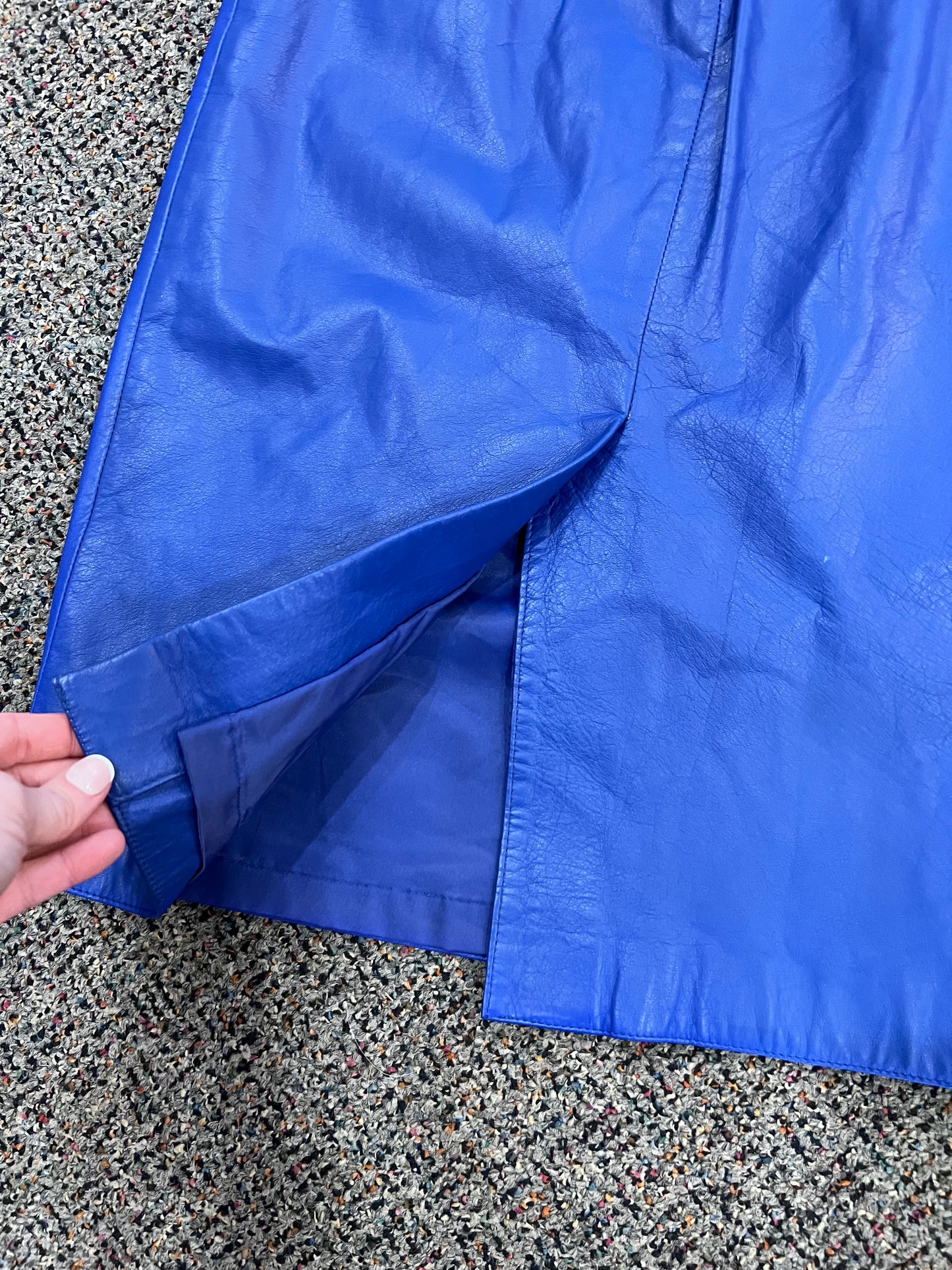 80’s J.F.S. Royal Blue Leather Skirt