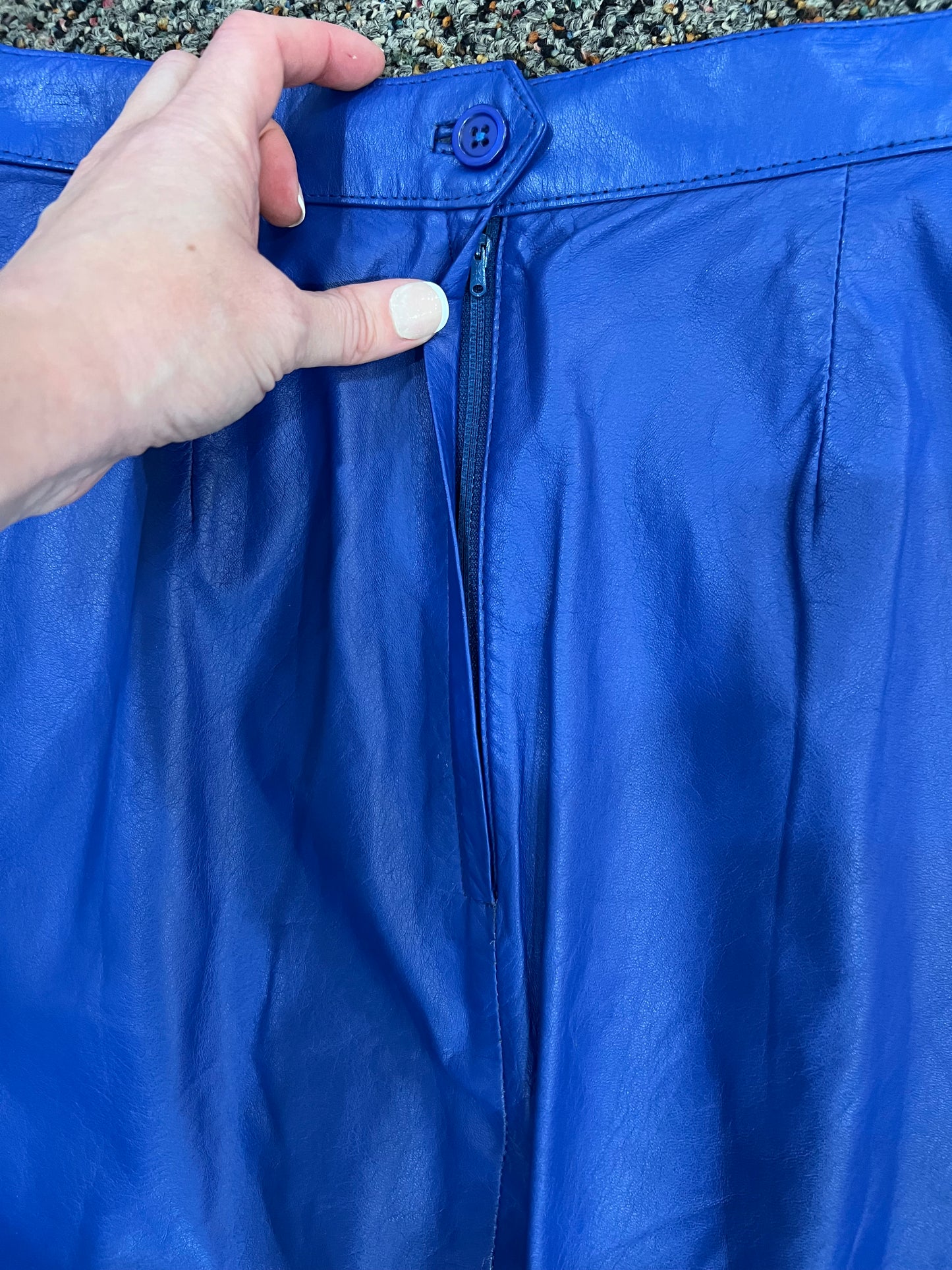 80’s J.F.S. Royal Blue Leather Skirt