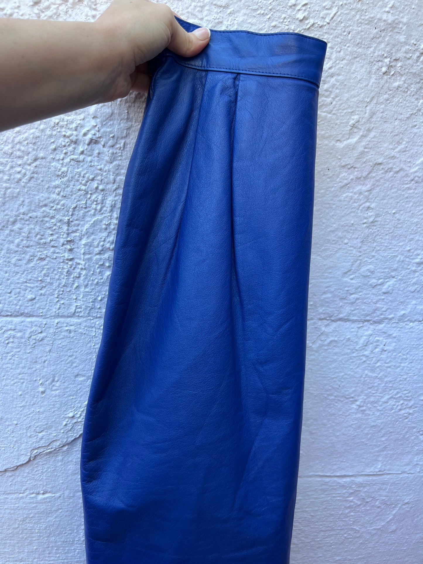 80’s J.F.S. Royal Blue Leather Skirt