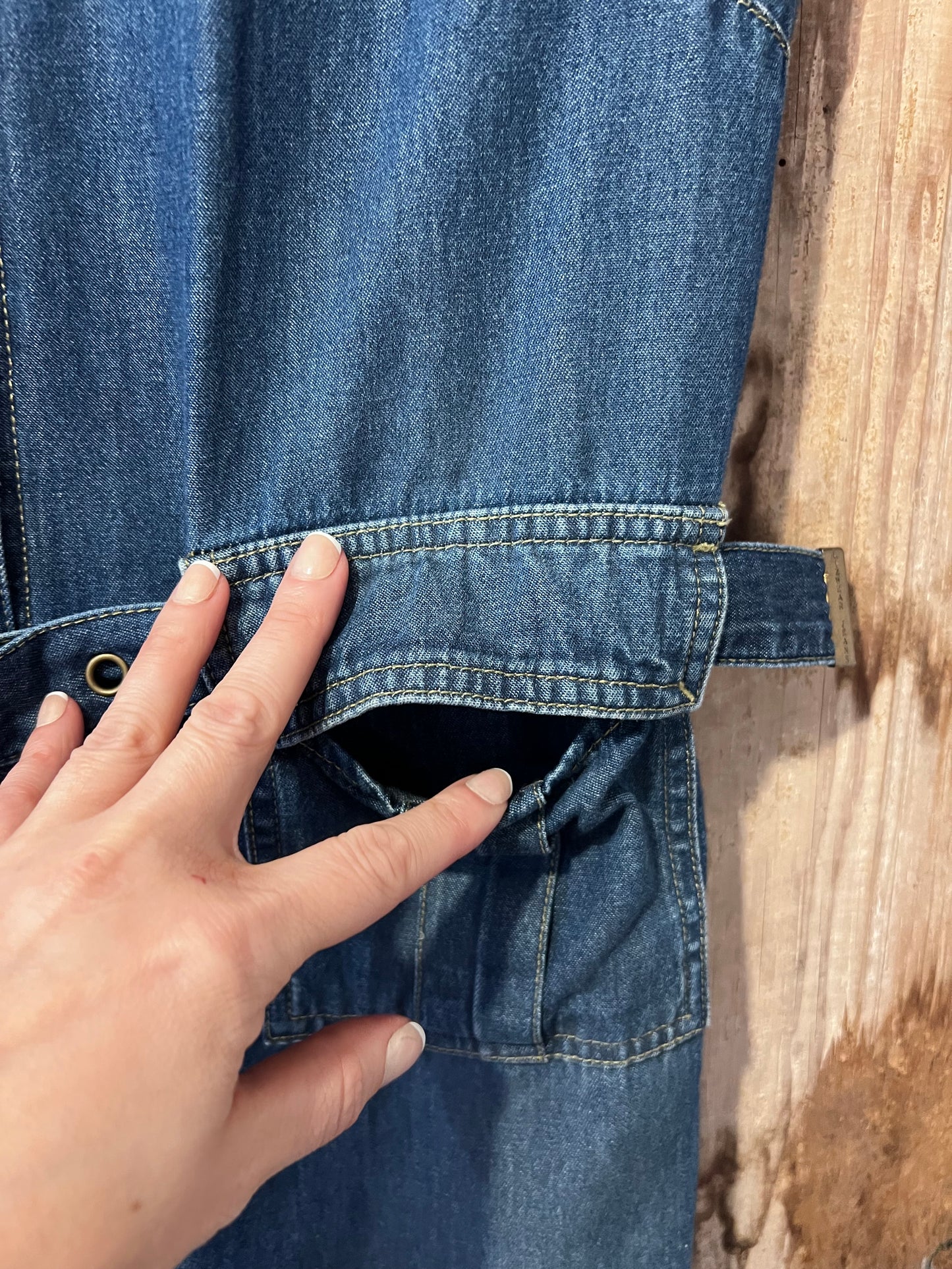 90's Liz Claiborne Sleeveless Belted Denim Dress