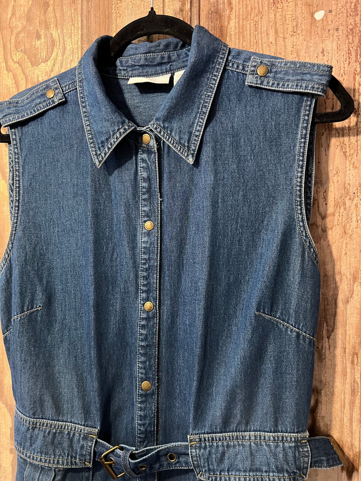 90's Liz Claiborne Sleeveless Belted Denim Dress
