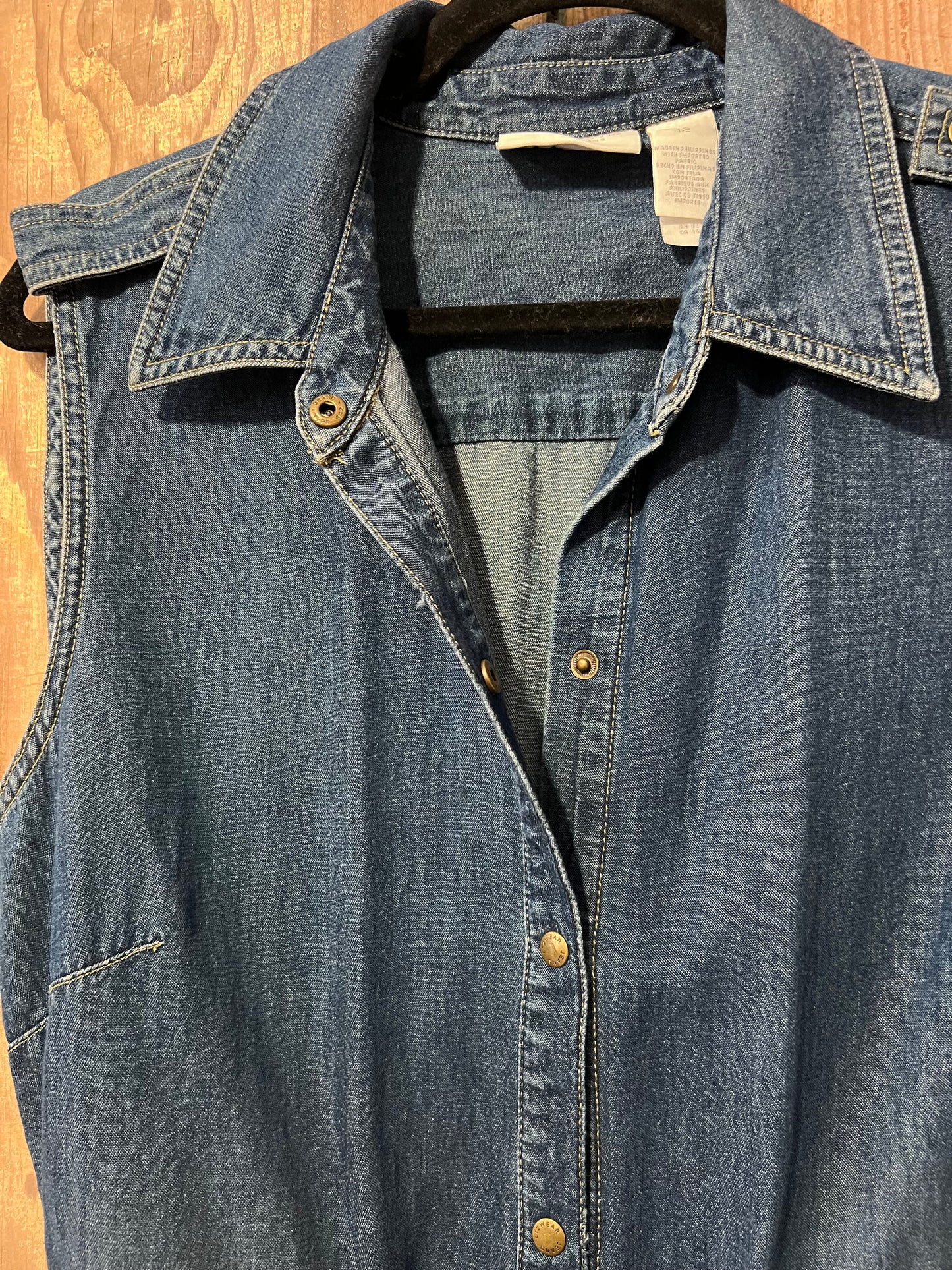 90's Liz Claiborne Sleeveless Belted Denim Dress