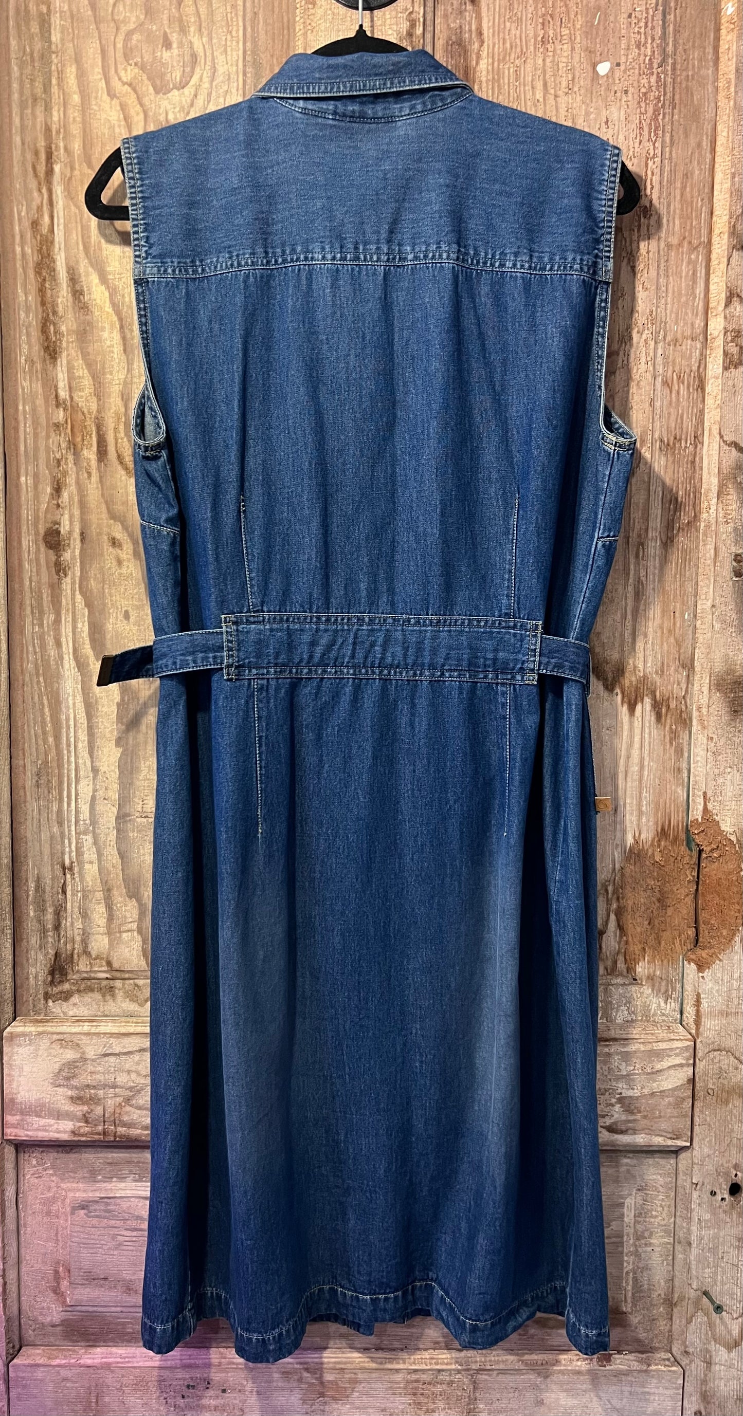 90's Liz Claiborne Sleeveless Belted Denim Dress