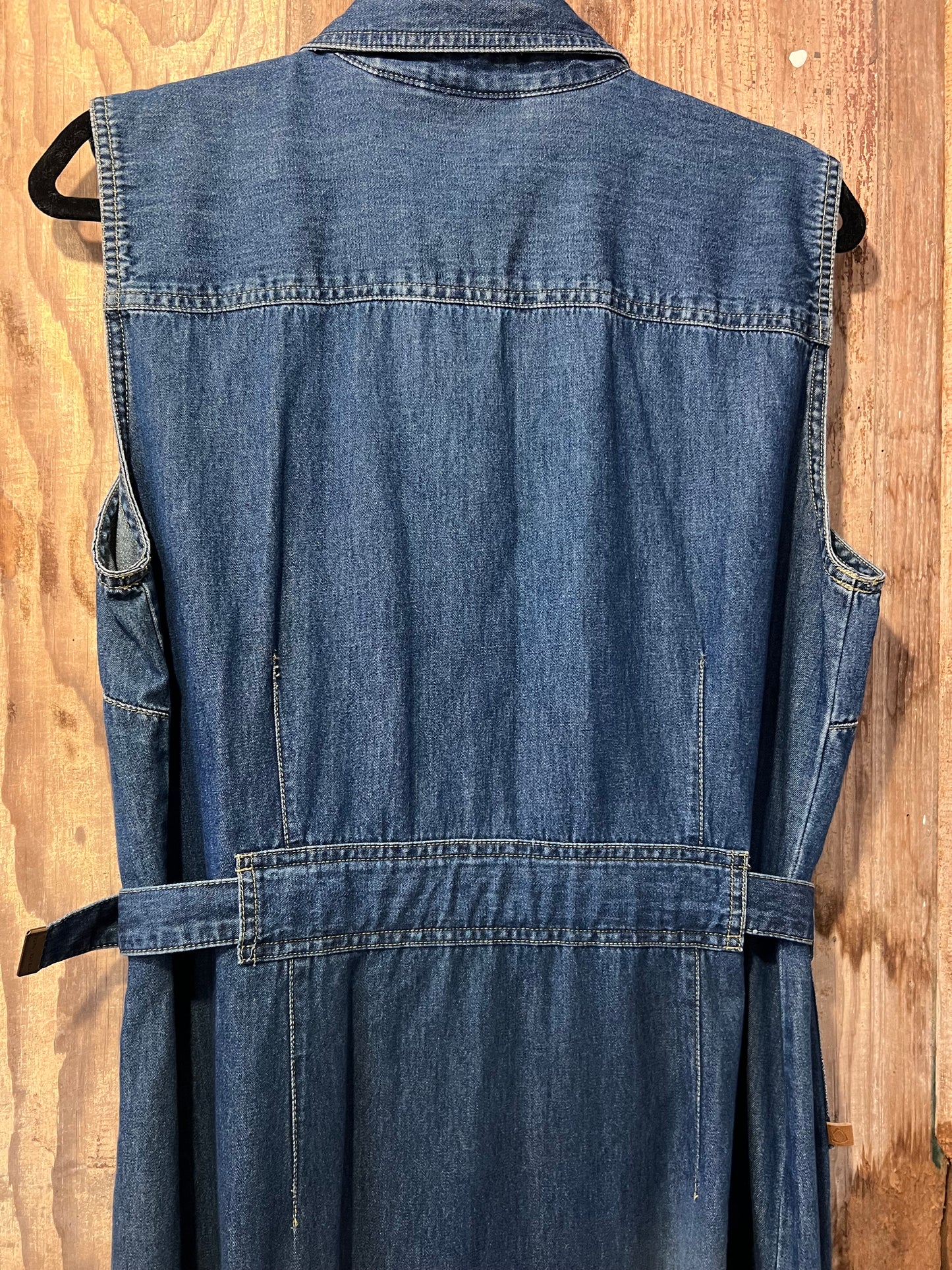 90's Liz Claiborne Sleeveless Belted Denim Dress