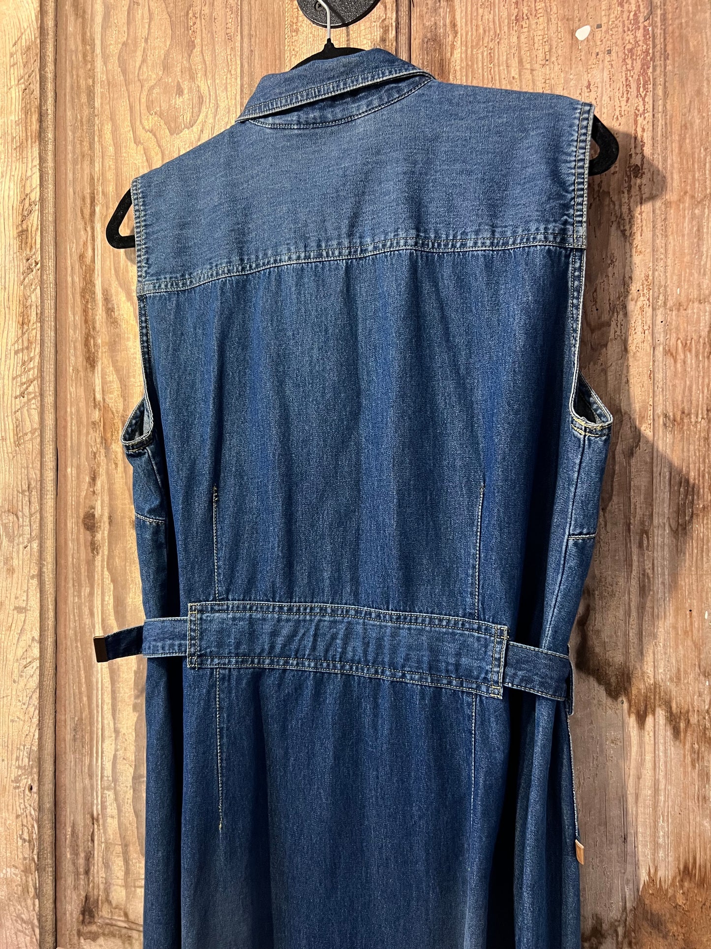 90's Liz Claiborne Sleeveless Belted Denim Dress