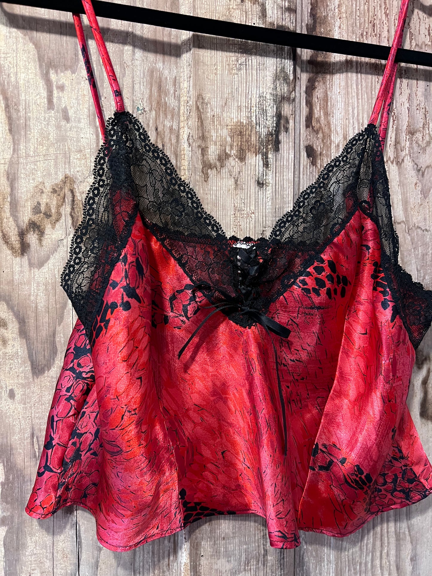 90's Desiree Red & BLK Lace Slip Tank