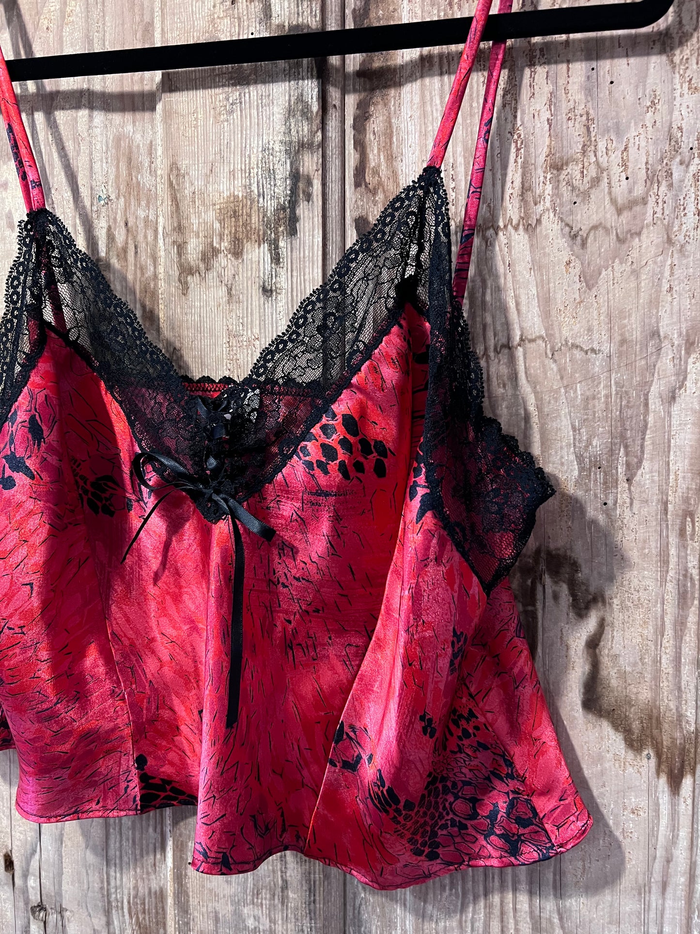 90's Desiree Red & BLK Lace Slip Tank