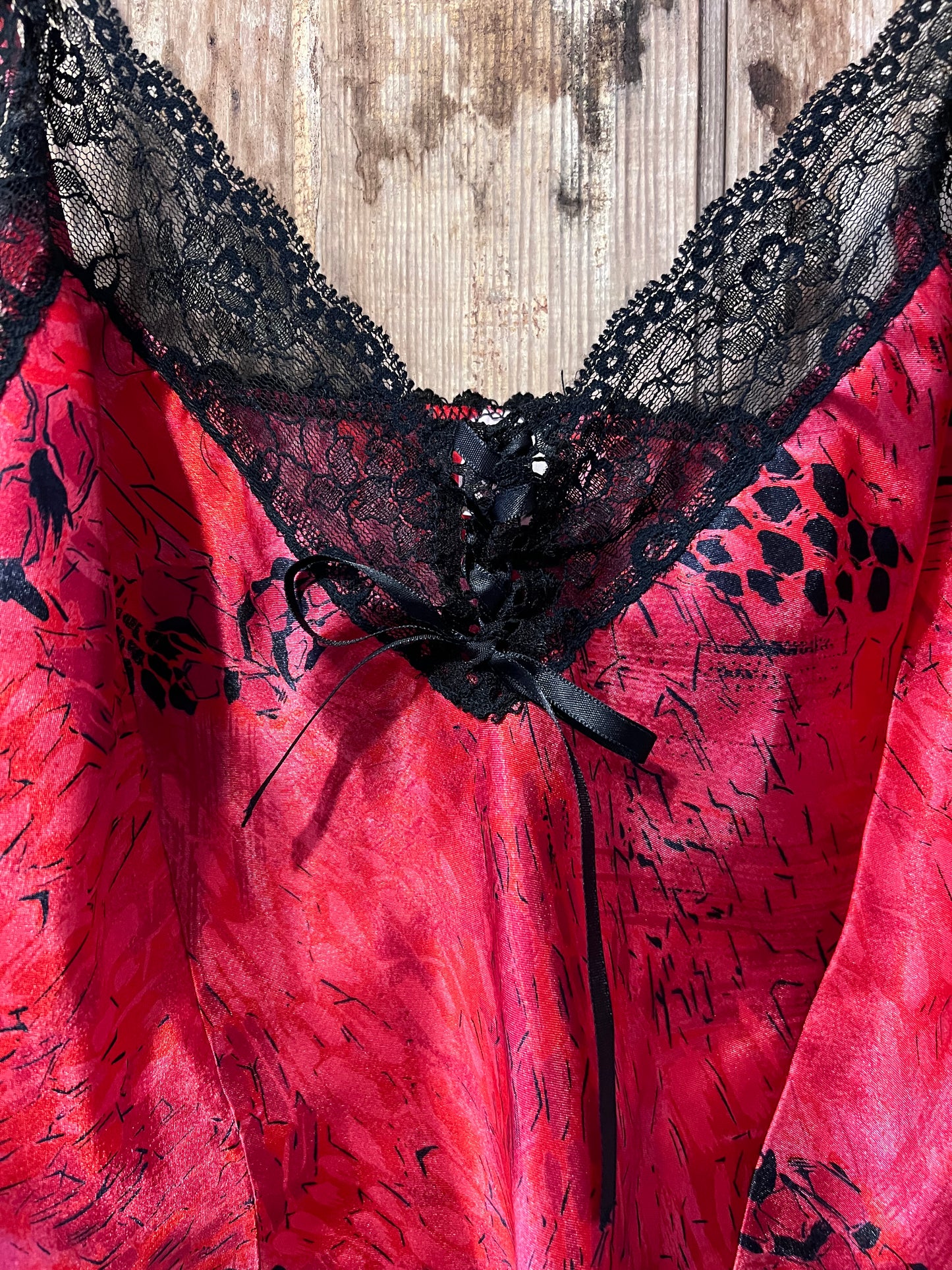 90's Desiree Red & BLK Lace Slip Tank