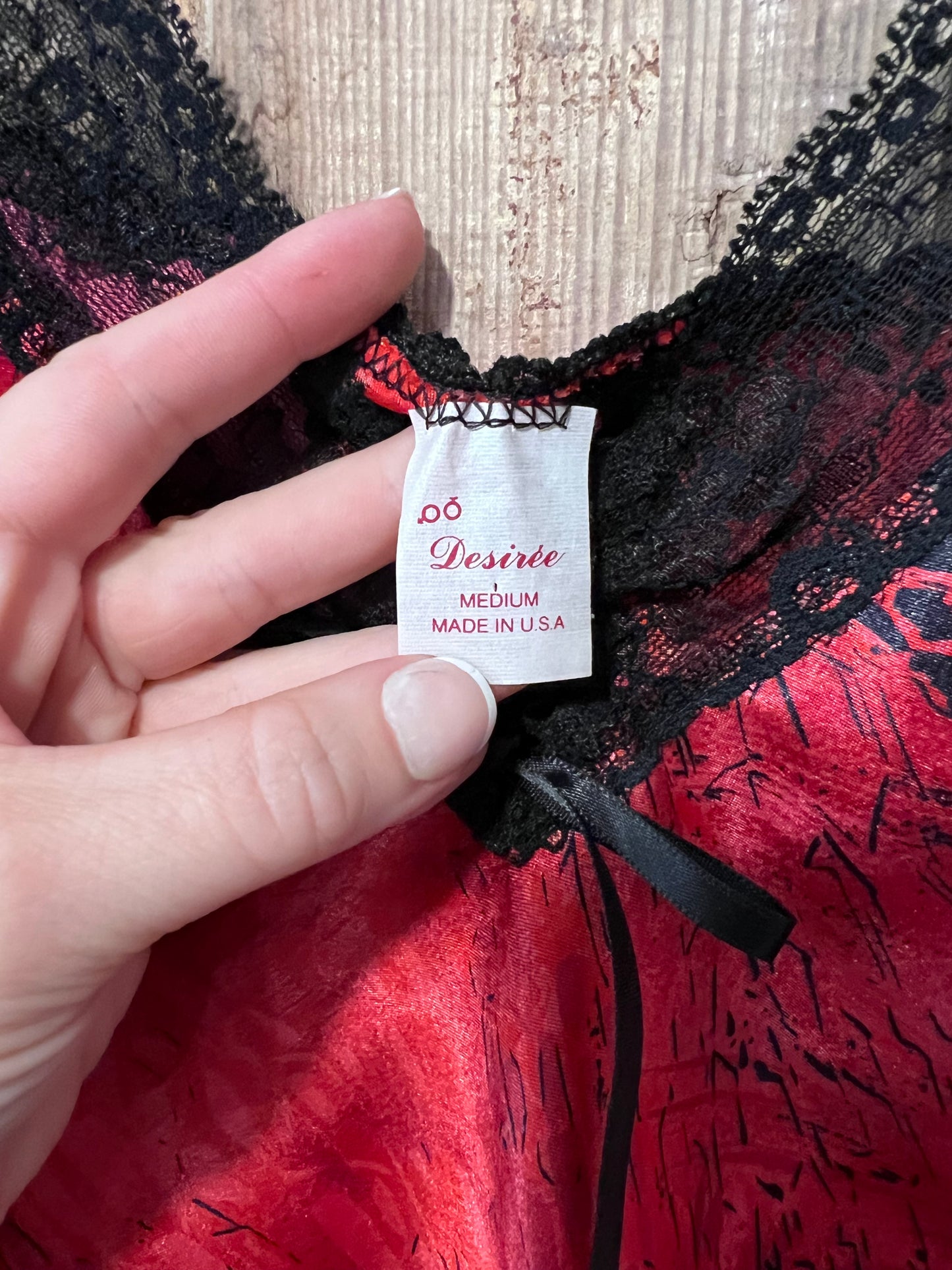90's Desiree Red & BLK Lace Slip Tank
