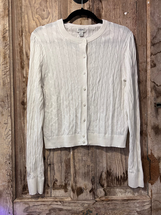 90's J Crew White Cable Knit Cardigan